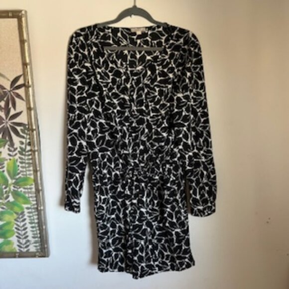 🧡3/15 Loft Black White Romper with Two Side Pockets Women's L - Picture 2 of 13